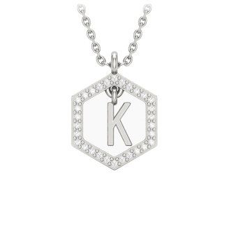 Insignia K white diamond sterling silver initial necklace