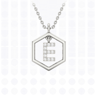 Insignia Icon E white diamond sterling silver initial necklace