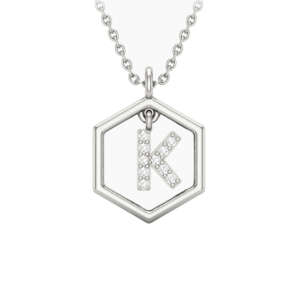 Insignia Icon K white diamond sterling silver initial necklace