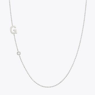 G Lexicon white diamond sterling silver initial necklace