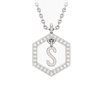 Insignia C white diamond sterling silver initial necklace