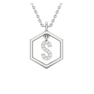 Insignia Icon S white diamond sterling silver initial necklace