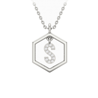 Insignia Icon S white diamond sterling silver initial necklace