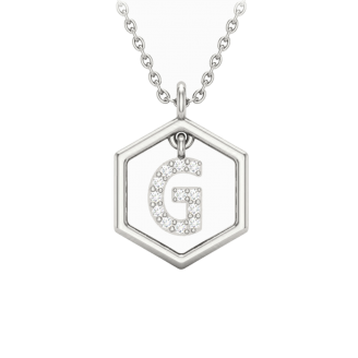 Insignia Icon G white diamond yellow gold initial necklace