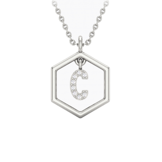 Insignia Icon C white diamond sterling silver initial necklace