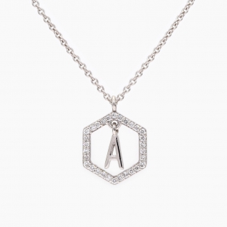 Insignia white diamond white gold initial necklace