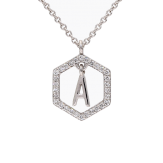 Insignia A white diamond white gold initial necklace