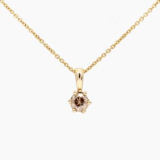 Sparkling solitaire 0.40 ct champagne diamond necklace