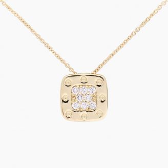 Percival white diamond rounded square necklace