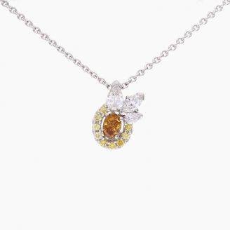 Aloha pear marquise and round-cut orange yellow and white diamond necklace