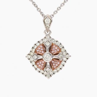 Marietta Argyle pink and white diamond cross pendant