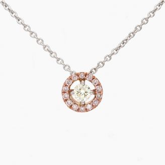 Saffron Argyle pink diamond halo pendant
