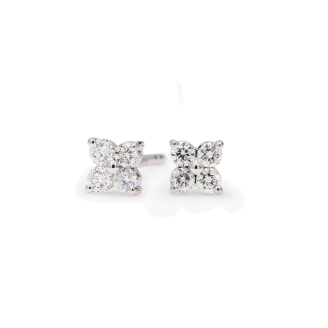 Flora white diamond flower stud earrings