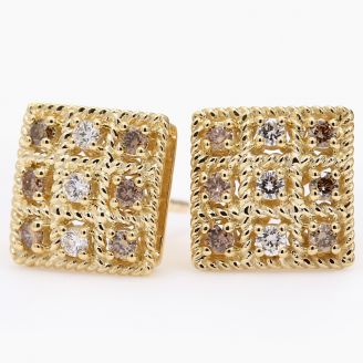 Xanthi champagne and white diamond square stud earrings