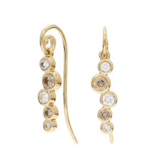 Serelle champagne and white diamond drop shepherd hook earrings