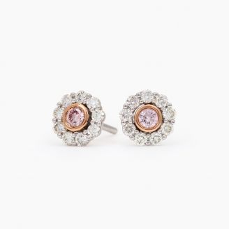 Aurora Argyle pink and white diamond stud earrings