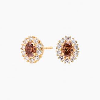 Choir champagne and white diamond halo stud earrings