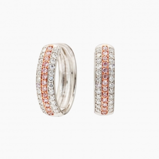 Ombre Argyle pink and white diamond huggie earrings