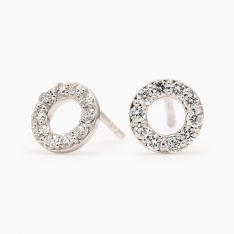 Flight white diamond circle stud earrings