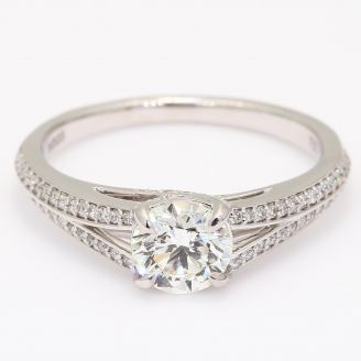 Amore round-cut white diamond split shank engagement ring