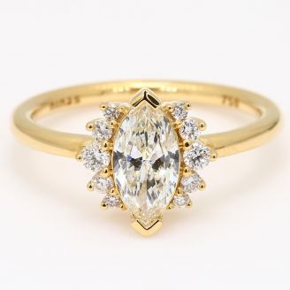 Monarch marquise and round-cut white diamond ring