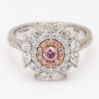 The Rapture Crescendo Exibition Argyle pink diamond round cut halo ring