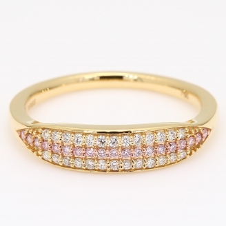 Hex Argyle pink and white diamond stackable ring