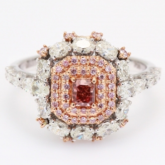 Viva radiant oval and round-cut Argyle pink diamond halo ring