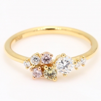 Carousel Argyle pink and rainbow diamond cluster ring