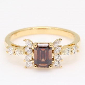 Rivera emerald and marquise-cut champagne and white diamond ring