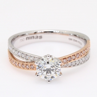 Evelyn GIA-certified Argyle light pink champagne and white diamond ring