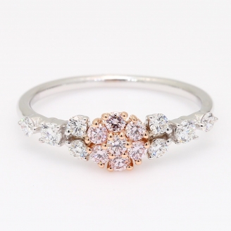 Jamila Argyle pink and white diamond floral cluster ring