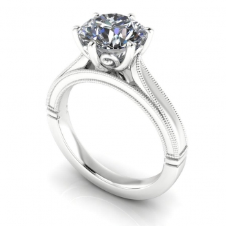 Crawford vintage inspired cathedral diamond engagement ring