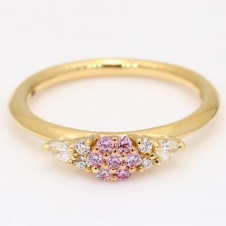 Bellissima Argyle pink and white round and pear-cut diamond floral cluster ring