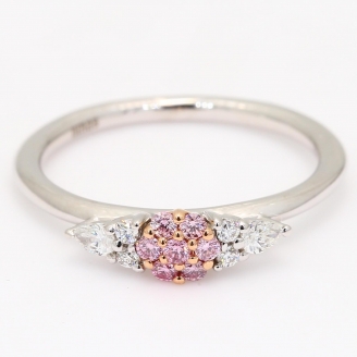 Bellissima Argyle pink and white round and pear-cut diamond floral cluster ring
