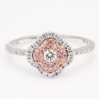 Zamia Argyle pink and white diamond floral cluster halo ring