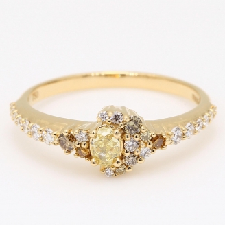 Masquerade oval and round-cut rainbow diamond ring