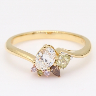 Frolic II oval and round-cut rainbow diamond ring
