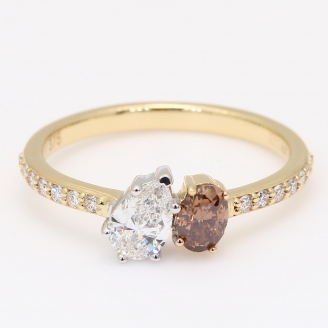 Duet oval and pear-cut Argyle champagne and white diamond ring