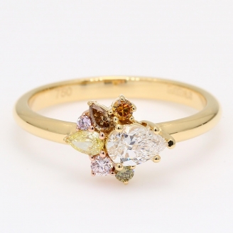 Celebration II pear-cut and round-cut rainbow diamond ring