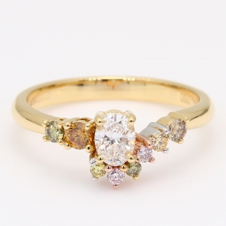 Frolic III oval and round-cut rainbow diamond ring