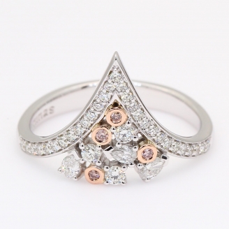 Lilibet Argyle light pink champagne and round-cut white diamond dress ring