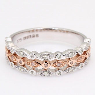 Trivium Argyle light pink champagne and white diamond dress ring