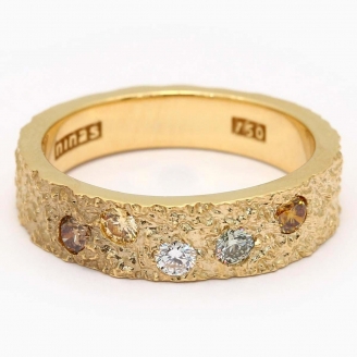 Geode rainbow diamond textured ring