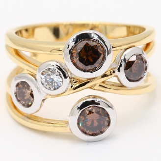 Champagne Bubbles champagne and white diamond dress ring