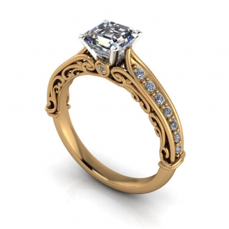 Bridal channel set solitare diamond engagement ring