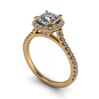 Swanson cathedral square halo diamond engagement ring