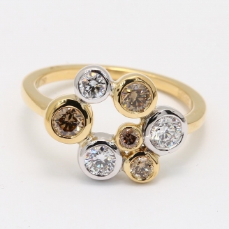 Confection champagne and white diamond dress ring