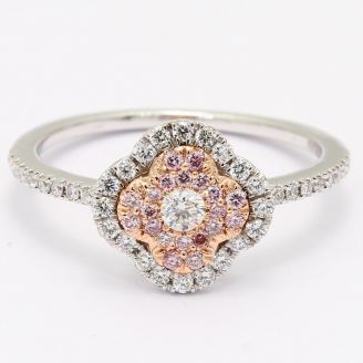 Zamia Argyle pink and white diamond floral cluster halo ring