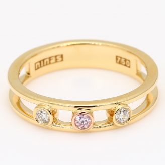 Rialto Argyle pink and white round-cut diamond three-stone ring